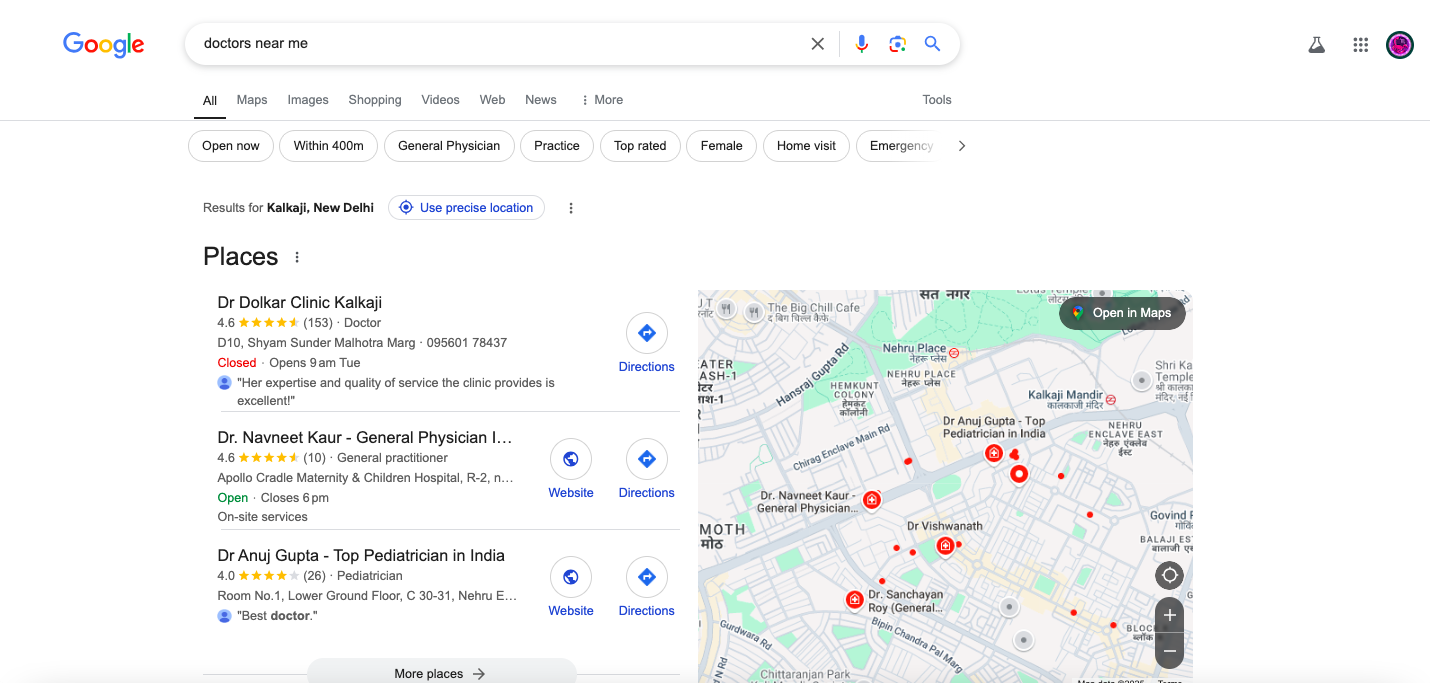 Top 3 Search of Location in Google 